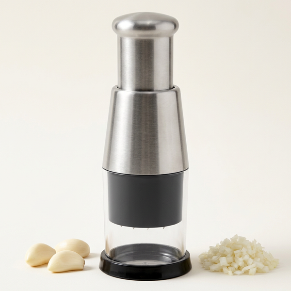 Manual Garlic & Onion Chopper with Stainless Steel Blades